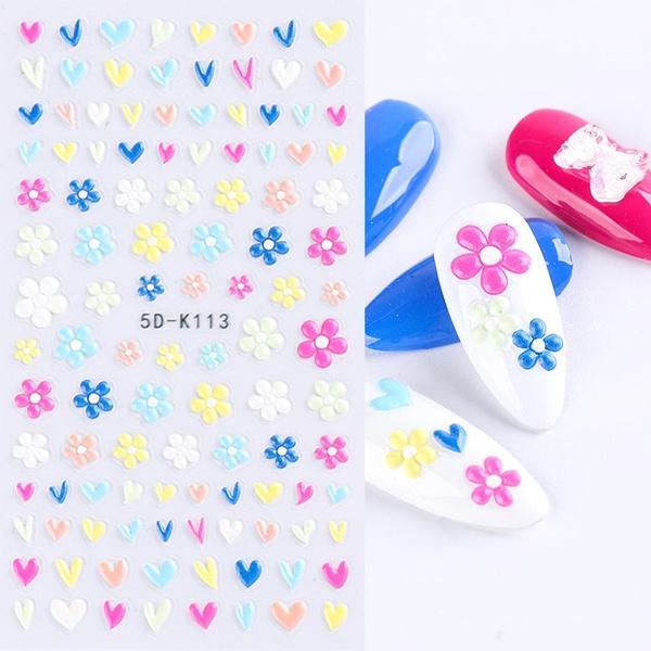 5D акварельные цветочные наклейки для ногтей с голографическими акцентами в виде листьев в фиолетовом и белом цветах