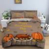 Autumn Thanksgiving Day Duvet Cover King Queen Cartoon Orange Pumpkin Turkey Bedding Set Maple Leaves Soft Polyester Quilt Cover
