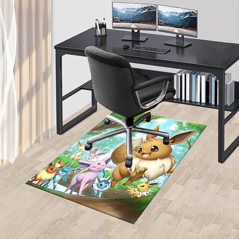 Eevee Family Adventure Carpet For Playroom Bedroom Living Room Sofa Home Decorkids Game Area Rug Nonslip Floor Mat