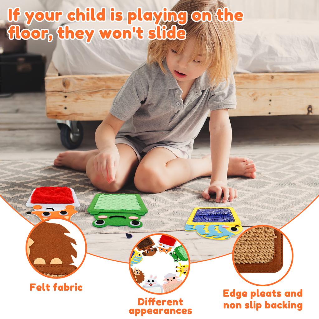 8Pcs Sensory Mats Felt Sensory Mini Mat Funny Textured Sensory Toys Non Slip Sensory Tiles Colorful Sensory Wall Panel Washable