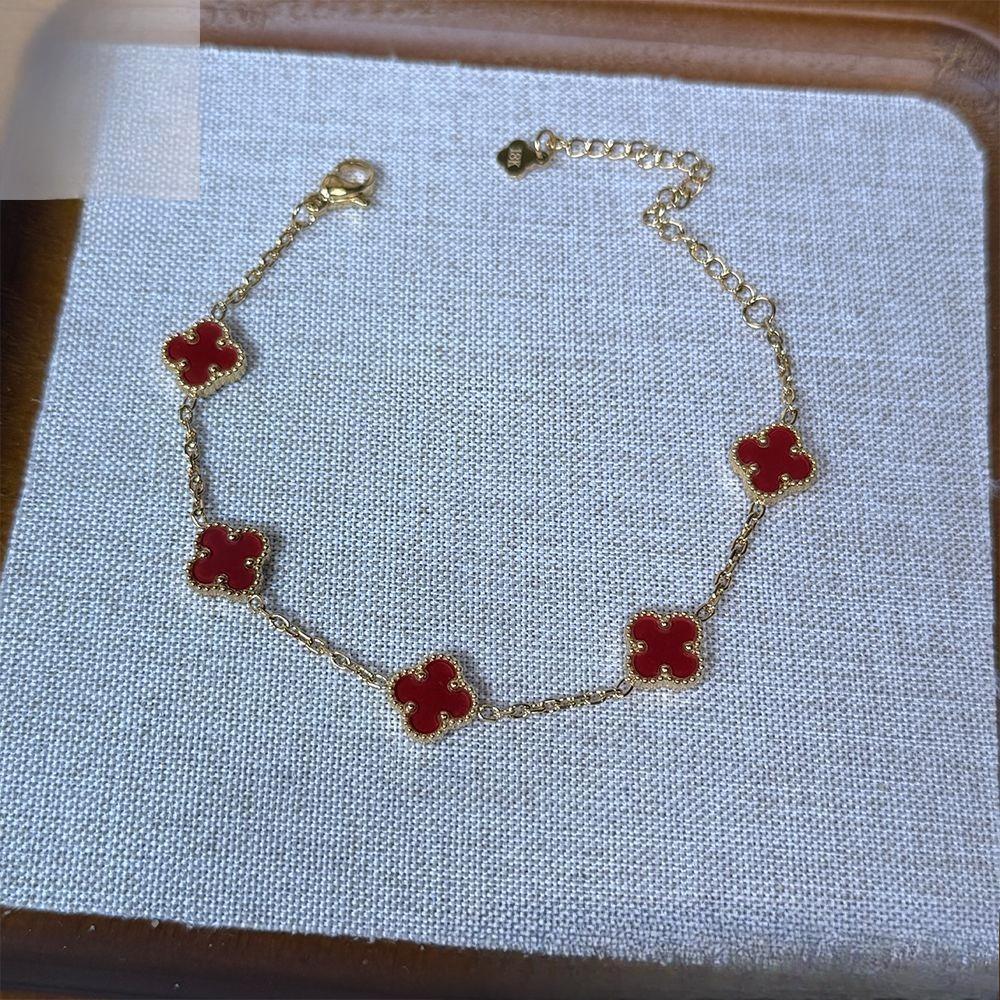 Браслет из титановой стали 10 мм, не выцветающий, «Четырехлистный клевер», легкая роскошь, модный, универсальный, пятицветный браслет