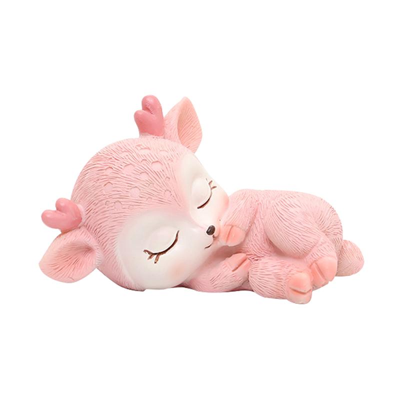 1 шт. Автомобильные маленькие украшения Спящий милый олень Животное Настольное украшение для дома Изделия из смолы Украшение для торта Мультяшный декор