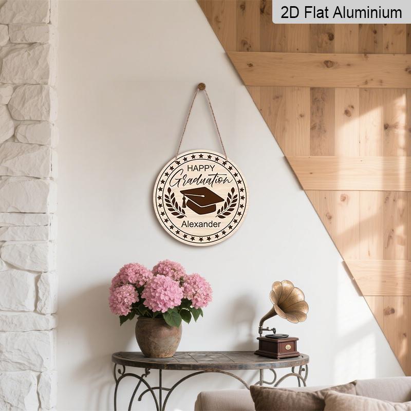 2D Flat Aluminum Graduation-Themed Wall Decor Commemorative Gift 7.87 Inches X 7.87 Inches Suitable for Cafes, Offices, Front Doors, Porches, and