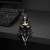 Skeleton Desktop Decor Halloween Reading Book Figurine, Spooky Devil Resin Sculpture, Gothic Winged Sculpture Black Robe Grim Reaper Statue
