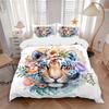 3pcs Domineering Tiger Quilt Set Cartoon Themed Bed Quilt Set Lovely Character Bedroom Decor Bed Quilt Set Four Seasons (1 Cover + 2Pillowcase NO