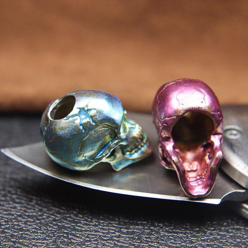 Пулевое отверстие Череп Скелет Нож Бусина Ремешок Подвеска Латунь Панк Ужасы Голова призрака Статуэтки EDC DIY Паракорд Браслет Аксессуар