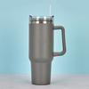 1 Set 1200ml Coffee Cup with Handle 304 Stainless Steel Straw Cup Car Insulated Tumbler