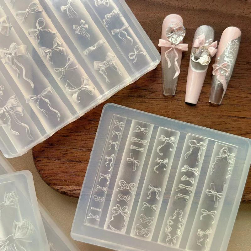 3D Форма-Штамп в виде Банта-Ленты Трафареты для Гель-Лака Art Mould Силиконовая Форма для Лепки DIY Дизайн Украшения для Ногтей
