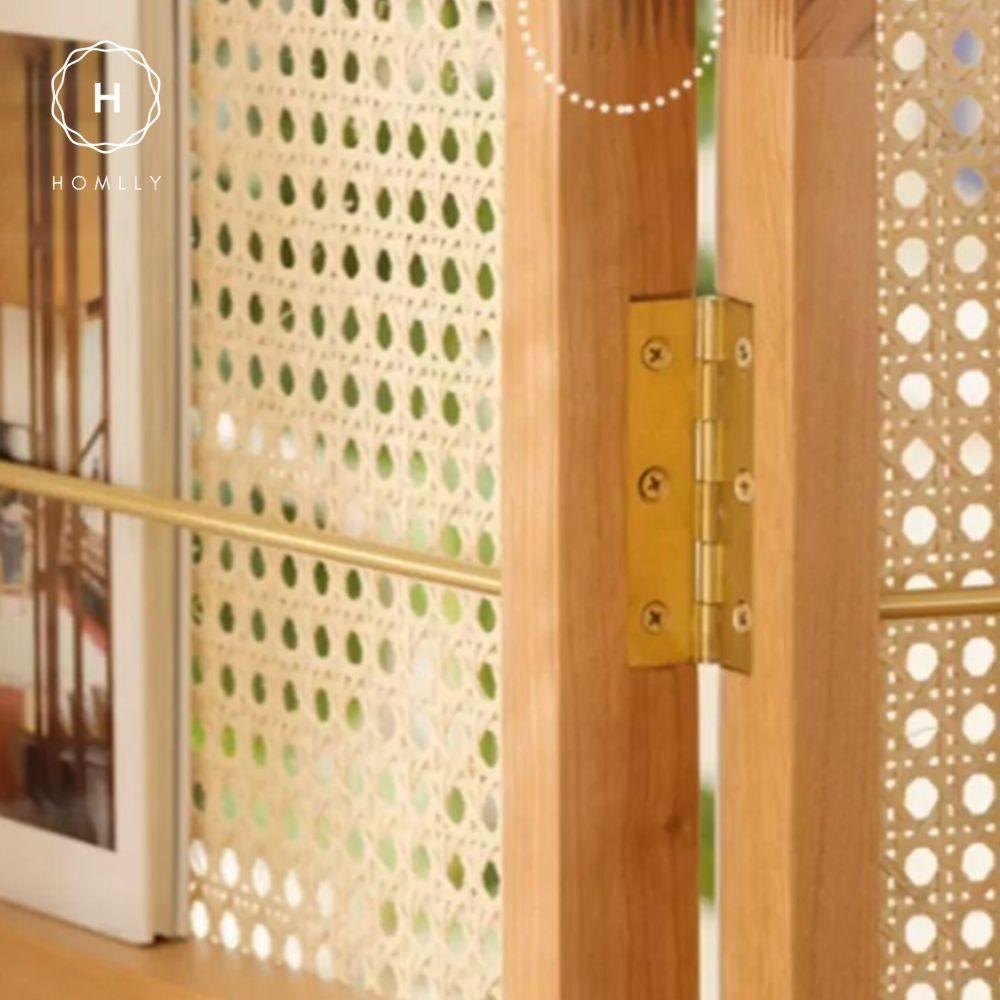 Homlly Modern Rattan Screen Room Divider with Magazines Holder (2/3/4 Panels)