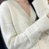 Women's High-End Korean-Style Hollow-Out Cardigan Sweater Jacket Spring Autumn Color-Block Outer Wear Thin Knit Top
