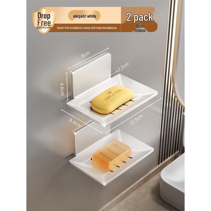 Алюминиевая настенная мыльница цвета «оружейный серый» - Креативный сливной держатель без сверления для хранения в ванной комнате