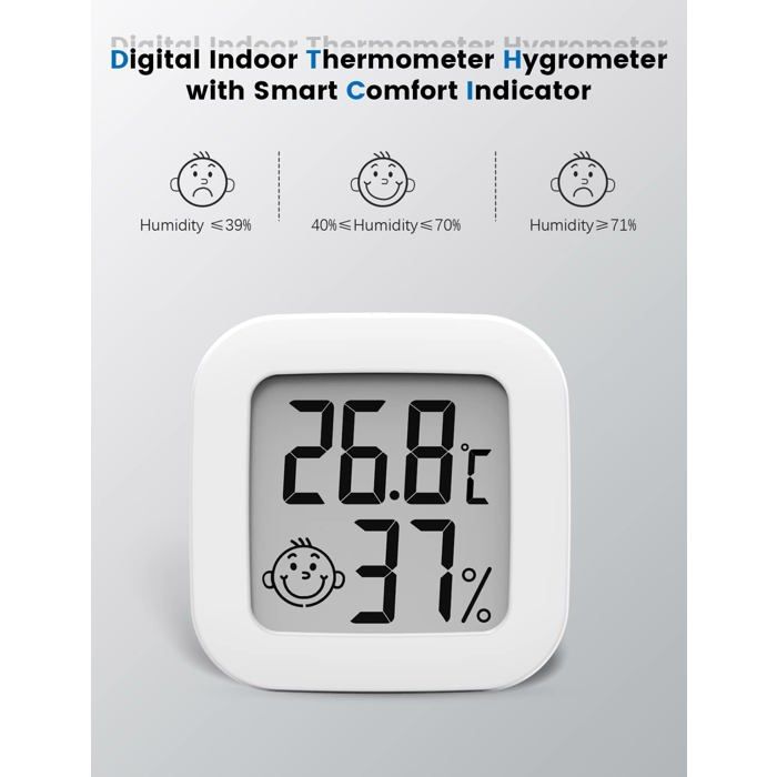 Thermomètre hygromètre numérique intérieur - AIMOONSA - Mini - ±1°C - -50~70°C - 10–99%RH