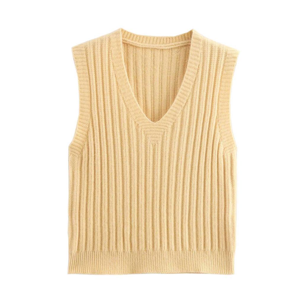 Ladies’ 2025 Spring V-Neck Slim Knit Vest - European & American Style
