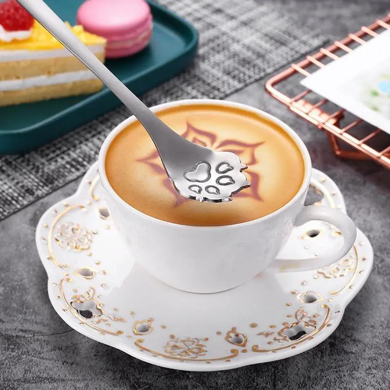 1 шт. креативная милая ложка в виде кошачьего когтя из нержавеющей стали 304 с полостью для мороженого, кофе, чая, десертной ложки, кухонных принадлежностей для посуды