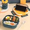1 Set Bento Case Large Capacity Storing Easy To Clean Useful School Students 3 Grids Lunch Case with Cutlery Household Supplies
