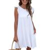 Fashion Women's Short Sleeve O Neck Solid Color Loose Casual Dress