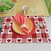 4Pcs Buffalo Check Plaid Love Hearts Valentine's Day Placemats Set Dining Table Mats Anniversary Wedding Holiday Table Mats