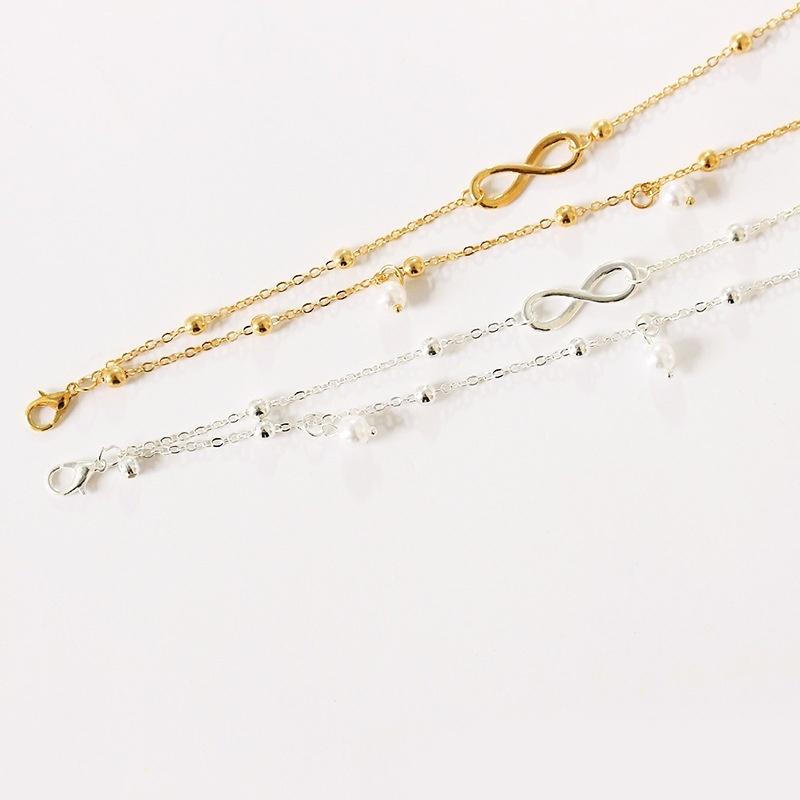 Модные 8 символов, ювелирные изделия на ножном браслете, женские украшения ручной работы из бисера с двойной цепочкой для ног, пляжные украшения для ног