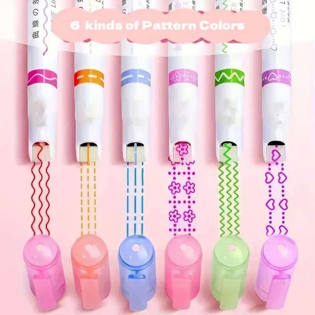 1 Set of 6 Multi-color Contour Pens, Long-lasting Anti Smudging, Suitable for Student Manual Account Marking