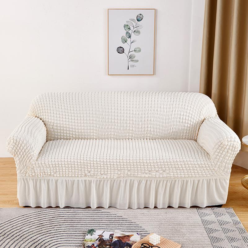 High Elastic Bubble Grid Sofa Cover 1/2/3/4 with Skirt Hem, All Season Universal Pet Anti Dirt