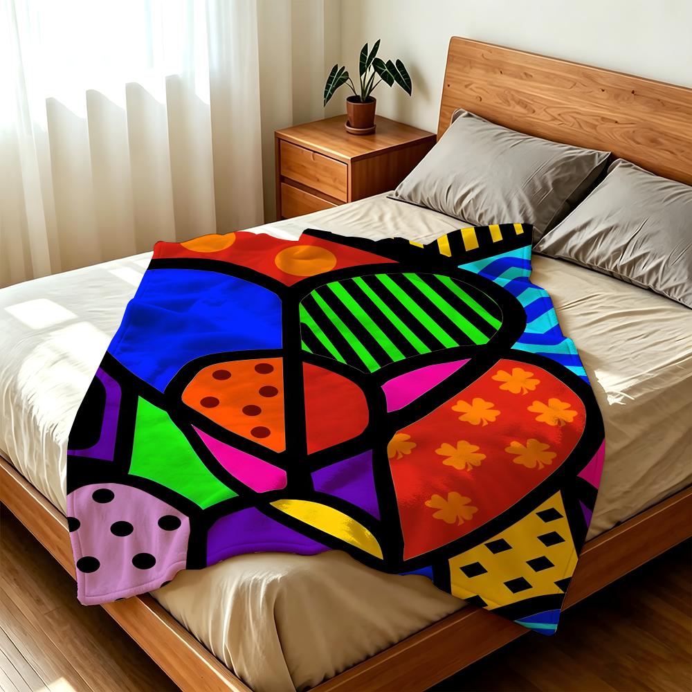 Artist R-Romero B-Britto Throw hot High-Density Short Plush Blanket Soft Skin-Friendly for Sofa Nap Air-Conditioned Room
