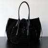 Handwoven Suede Leather Tote Bag Women Large Capacity Work Commuter Winter Style