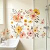 Self-Adhesive Bathroom Stickers Floral Design Ceramic Tile Stickers Flower Washbasin Sticker  Wall