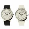 Christian Paul Pair Watches for Men and Women, 43mm, with Storage Box, Black and White Marble Pattern, Natural Leather, MR-05MR-08