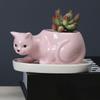 With Tray Cat Flower Vase With Drainage Hole Kitten Vase Container Ceramic Flower Pot  Bonsai