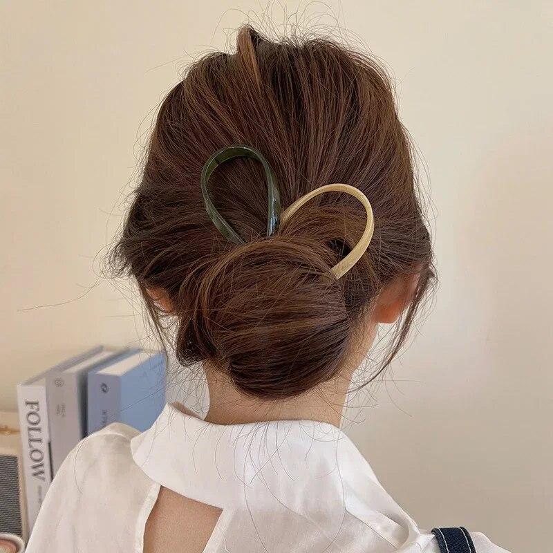 Корейская простая палочка для волос, леопардовые ретро палочки для волос, элегантные ацетатные U-образные женские заколки для волос, заколки для волос, аксессуары для укладки волос