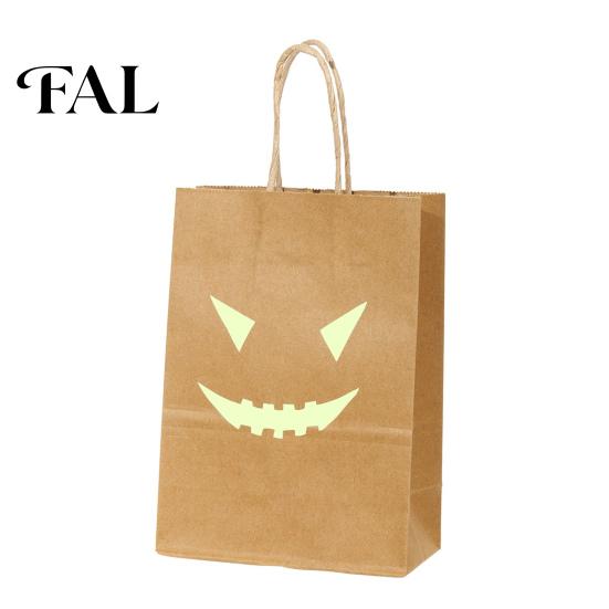 Halloween Event Supplies Candy Bags with Luminous Pumpkin Ghost Prints, Thickened Bulk for Parties Paper Gift Bags, Trick or Treat Party Favors Favor