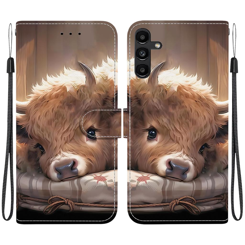 Чехол-книжка из искусственной кожи ручной работы для Samsung Galaxy A13 5G (SM-A136U/A136W/A136B)- Противоскользящий ударопрочный чехол с ремешком на запястье и дизайнами в виде сердец/роз и кошек