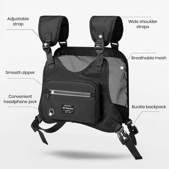 Нагрудная сумка для улицы, регулируемые ремни, вместительный водонепроницаемый карман на молнии для мужчин и женщин, спортивный жилет для бега, велоспорта, походов, путешествий, EDC, нагрудный пакет