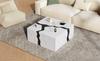 Living Room Coffee Table, 70 x 70 x 31 cm, Cube-Shaped Geometric Design, Side Table with Drawer, Table with Marble Veneer in Unique Shape
