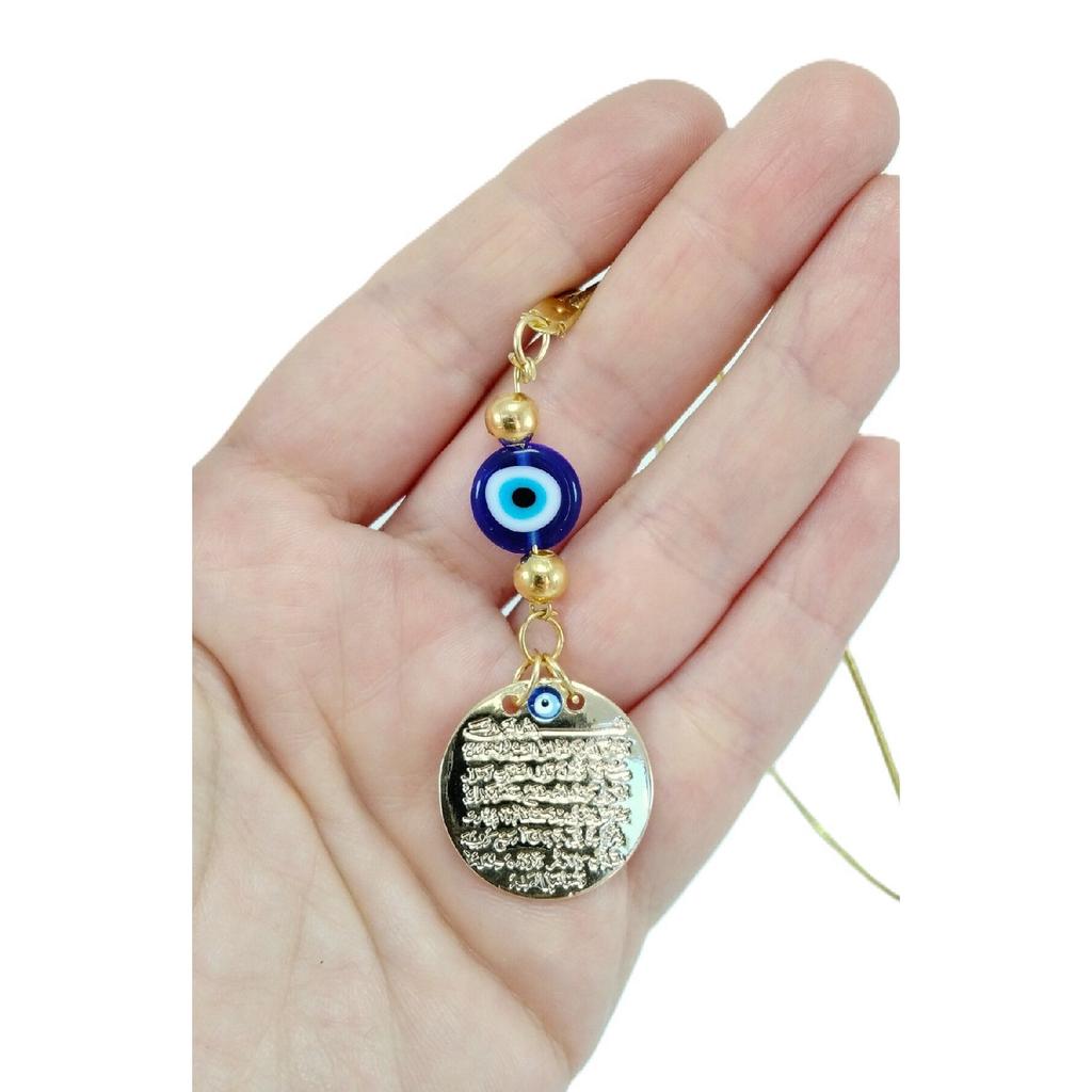 Металлическое стекло Ayetel Kursi, темно-синий сглаз, бисер, украшение для зеркала заднего вида автомобиля, золотой цвет