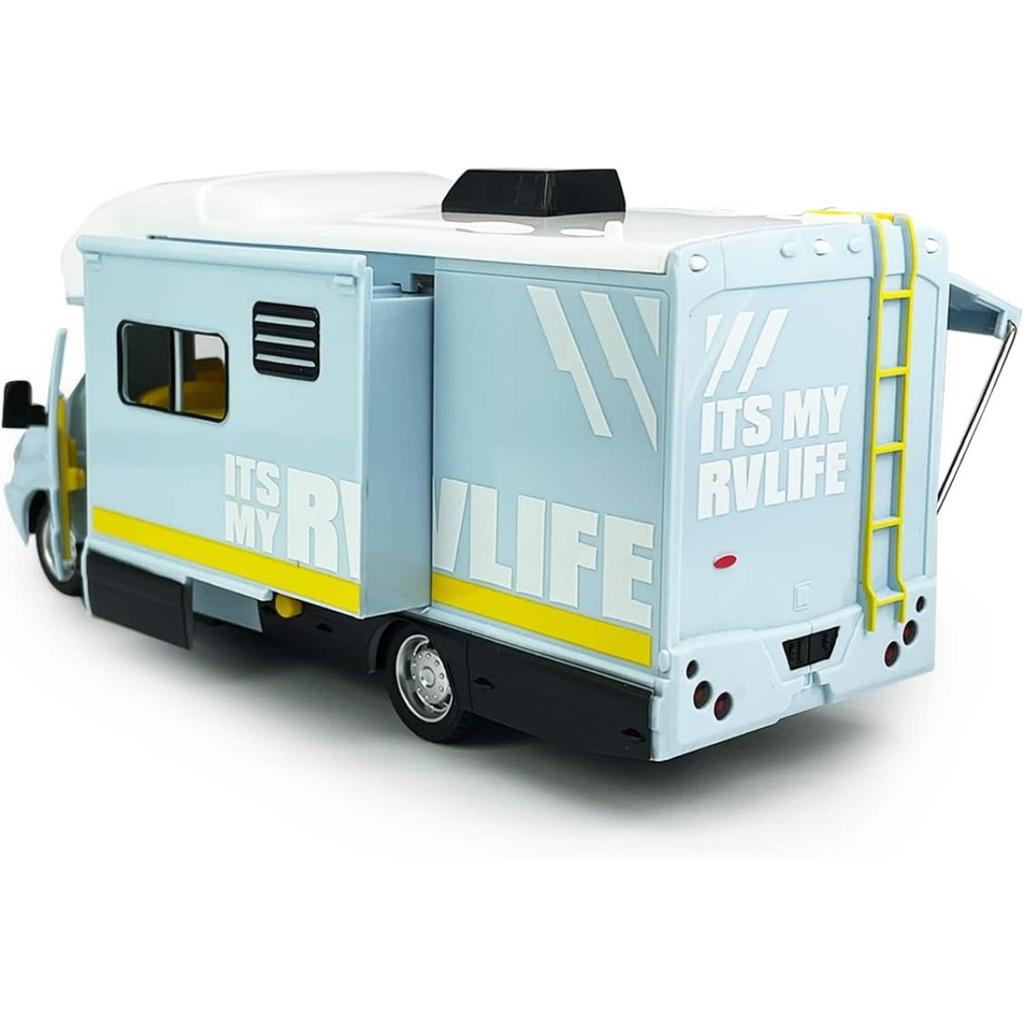 Camper RV игрушки для дома на колесах, литой под давлением металлический автомобиль, ролевые игры, модель с откатом, двери и навес автомобиля, открытый свет, звук, подарки на день рождения для детей ясельного возраста