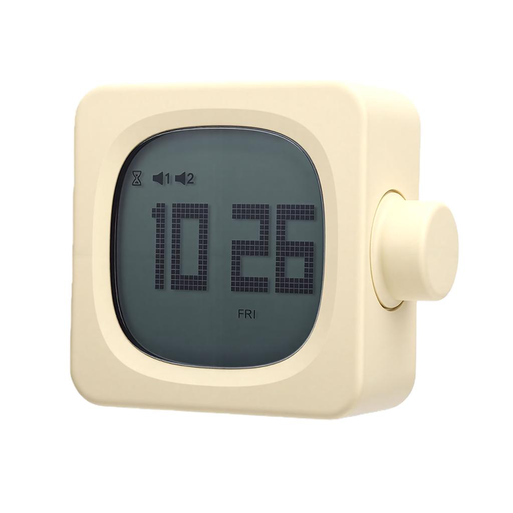 Vintage Cube Smart Alarm Clock with Night Light Rotating Switch Rechargeable Bedside Alarm Clock