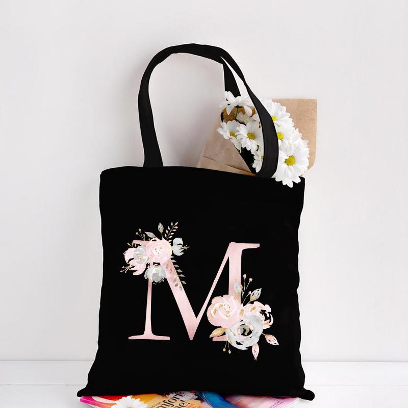 Холщовая большая сумка с цветочным узором с буквами, шопинг, путешествия, женские эко многоразовые сумки через плечо
