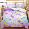Горячая Распродажа Мультяшный Единорог Дети Девочки Розовый 3D Постельное белье Пододеяльник Постельное белье Животное Печатный Королева King Size Домашнее Постельное Белье
