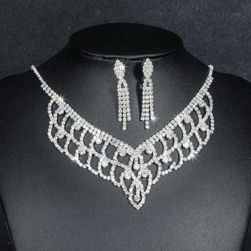 Роскошный комплект из ожерелья и серег со стразами - Свадебные аксессуары для ювелирных изделий высокого класса