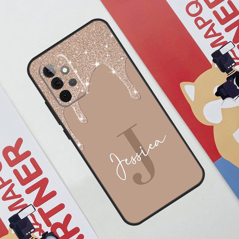 Personalised Name Slim Liquid Glitter Cover For Samsung Galaxy A34 A24 A54 A14 A52 A42 A32 A22 A12 A51 A71 A53 A33 A23 A13 Case