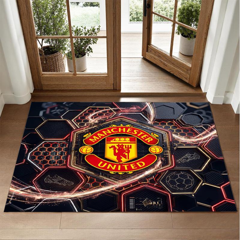 Manchester United Design Crystal Velvet Rug Soft Decorative Mat for Bedroom Entrance