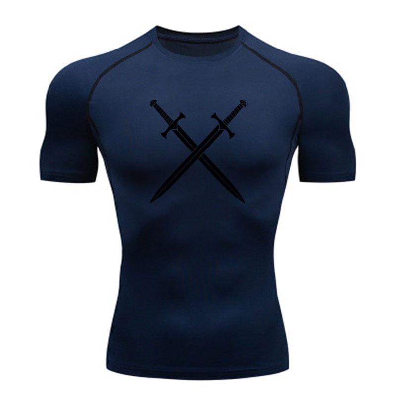 Men's Breathable Compression Athletic T-shirt, Crossed Medie