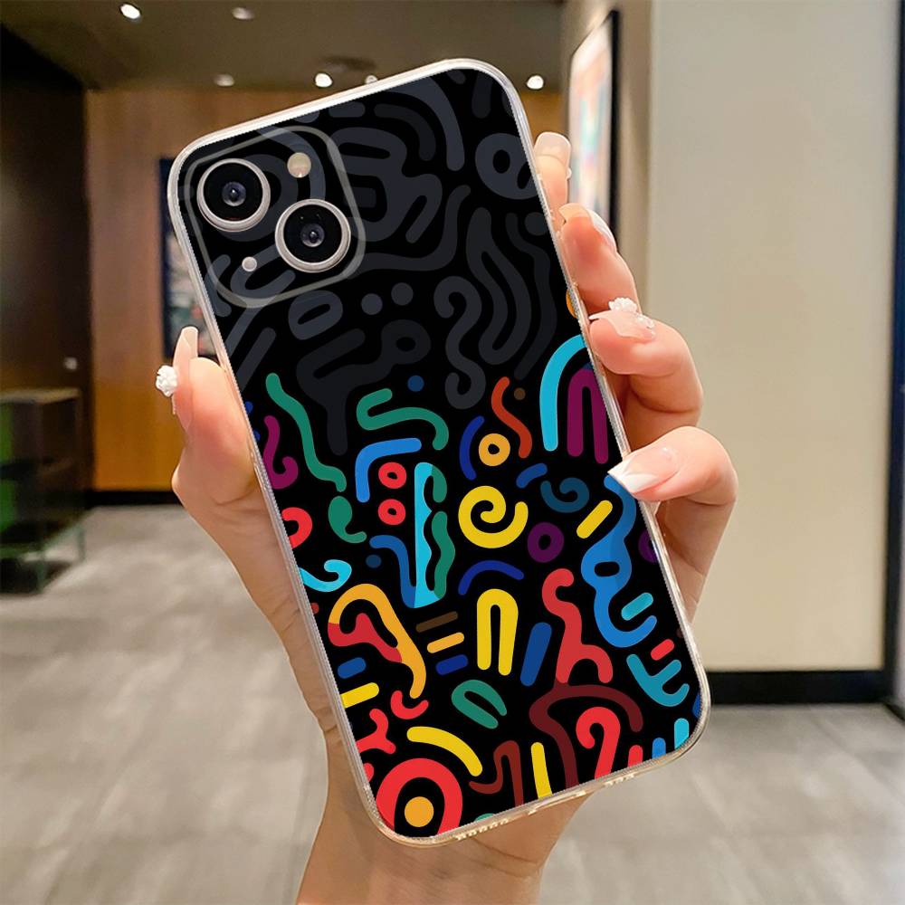 Красочная Граффити Линии Чехол Для Телефона Для iPhone 17 16e 16 15 14 13 12 11mini Pro Max X XR XSMAX 8 7 Air Plus Мягкий Чехол