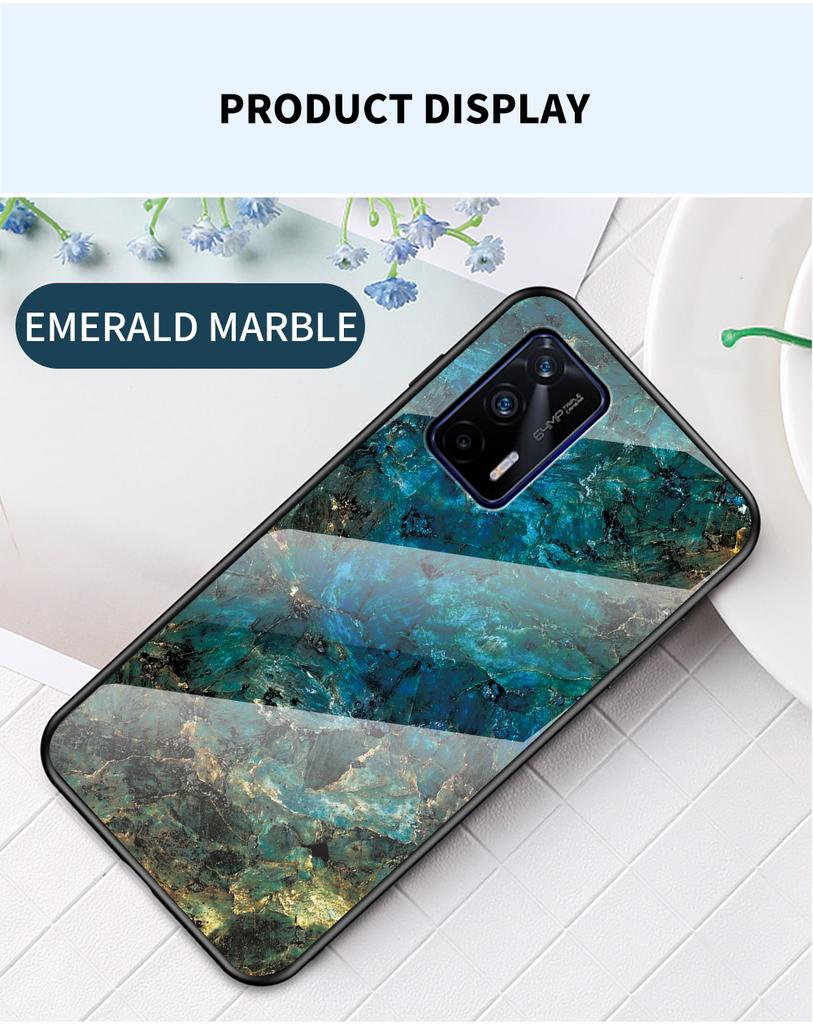 Чехол для Realme 2 3 5 6 7 C3 X2 X7 X50 Pro C21 7i C17 C15 C2 XT, чехол из мраморного закаленного стекла, задняя крышка