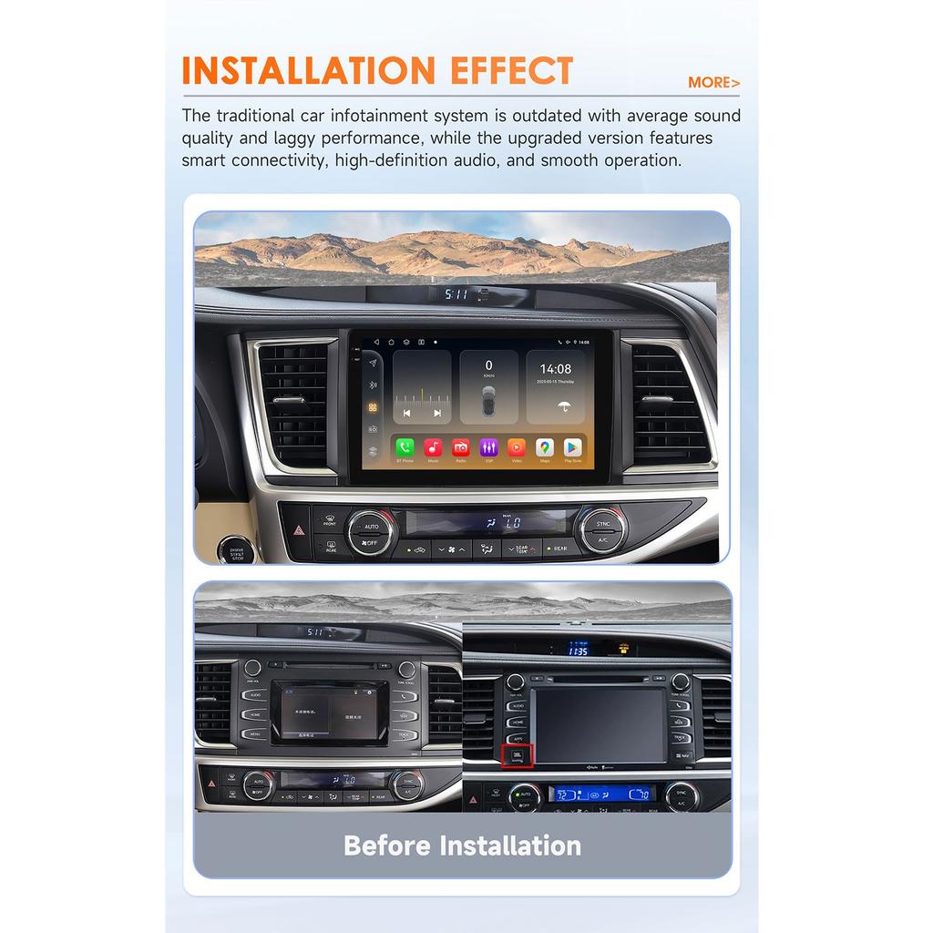 OSSURET 10.1"360 Камера Android 14 Автомагнитола Для Toyota Highlander 2014 2015 2016 - 2019 Мультимедиа Snapdragon 6115 Авторадио GPS Carplay