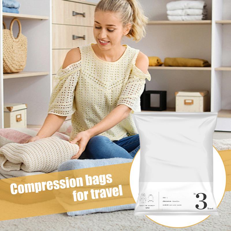 Compression Storage Bags 2X Space Saver Bags Portable Organizer For Clothes Pillows Comforters Travel Luggage Backpack No Vacuum