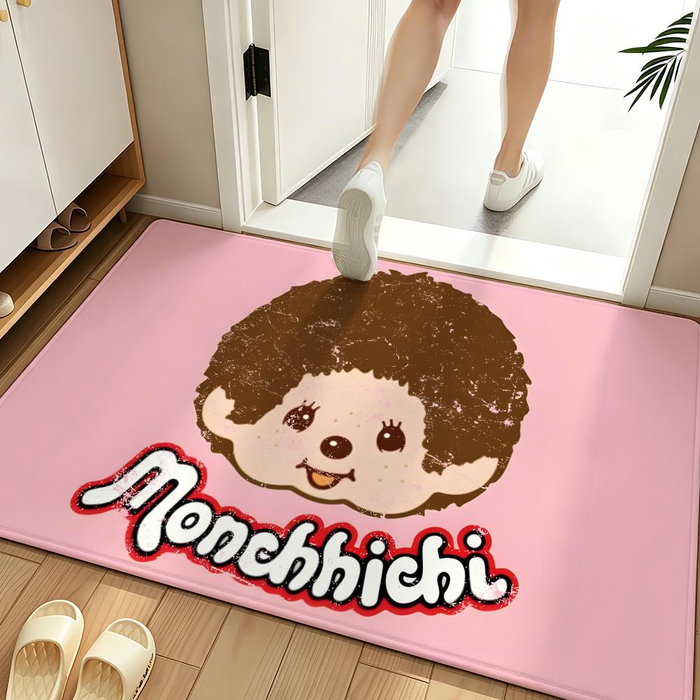 Toy M-Monchhichi Floor Mat Soft Flannel Floor Mat Suitable for Entryways, Living Rooms, Bedrooms, and Bathrooms