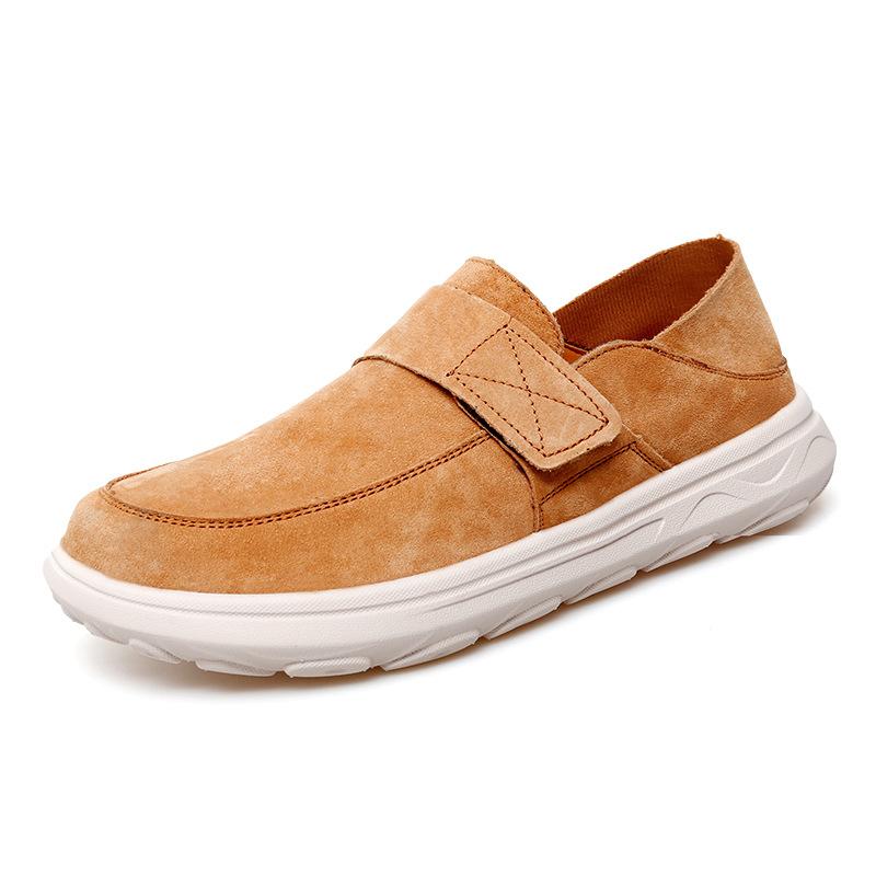 2024 New Large Size Men's Shoes Leather Dude Loafers Trendy Casual Shoes Men's Velcro Lazy Shoes