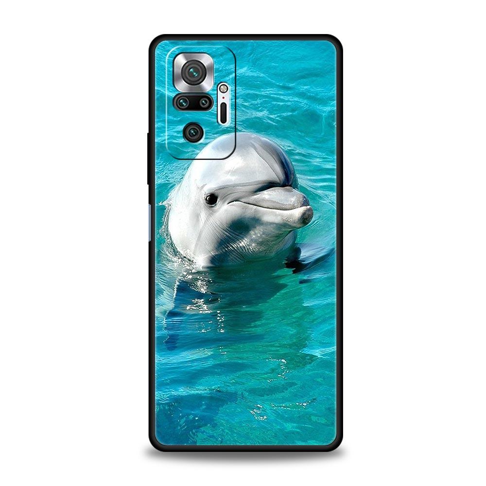 Чехол для телефона с изображением морского животного дельфина для Xiaomi Redmi Note 14 13 5G 10 11 12 Pro Plus 4G 14C 13C 12C 10C Черный